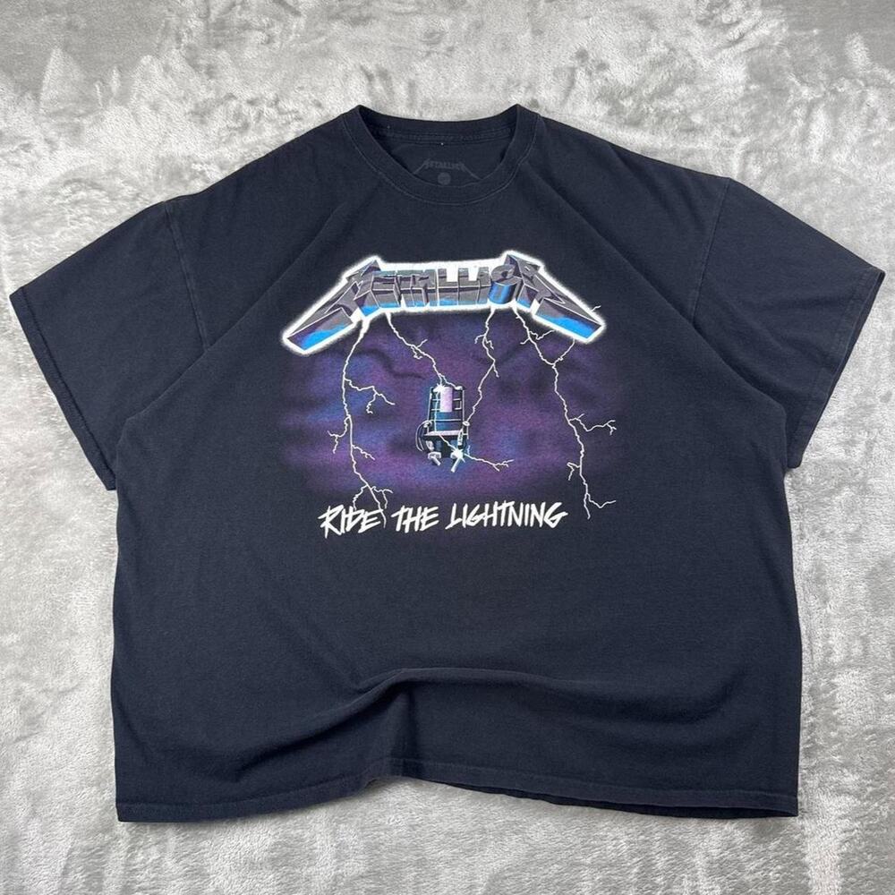 Metallica Ride the Lightning T-Shirt Mens XXL Black Front Back Graphic Band Tee